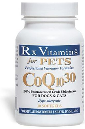 Rx Vitamins for Pets COQ10-30 for Dogs  and  Cats - Pharmaceutical Grade Ubiquinone - Professional Veterinary Formula - 30 Softgels