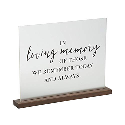 In Loving Memory Sign with Wood Base, Remember Loved Ones