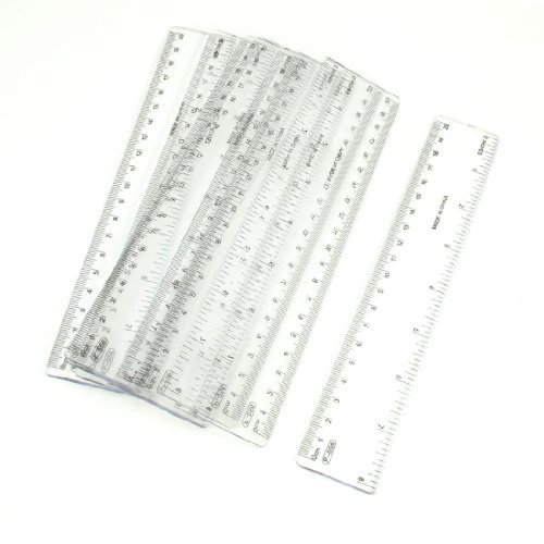 Aexit 9 Pcs Linear Measurement Students Exam Measuring Black Clear Plastic Rulers Straight Ruler