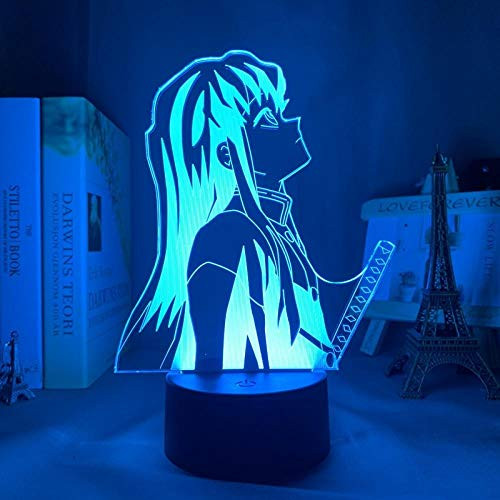 HBTR Kimetsu no Yaiba Muichiro Tokito Led Light for Bedroom Decor Gift Nightlight Anime 3D Lamp Muichiro Tokito Demon Slayer USB Remote Touch 16 Color 3D Anime Night Light