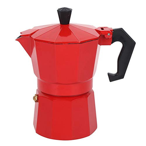 Stovetop Espresso Maker Moka Pot, 300ml 6?Cup Stove Top Coffee Maker Moka Italian Espresso Greca Coffee Brewer Percolator-Red-