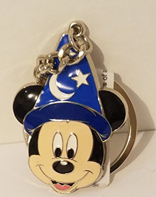 Disney Parks Sorcerer Mickey Mouse Face Keyring Metal Keychain