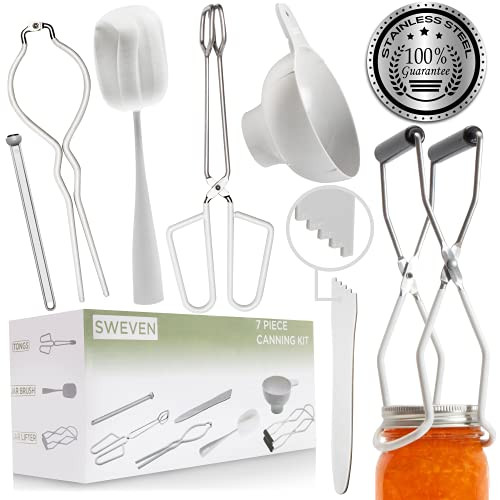 Premium Canning Kit | Canning Supplies Starter Kit | 7 Piece Canning Set | Canning Tools Included: Canning Tongs, Bubble Popper, Jar Lifter, Canning Funnel, Magnetic Lid Lifter, Jar Brush, Jar Wrench Premium Canning Kit | Canning Supplies Starter Kit | 7 Piece Canning Set | Canning Tools Included: Canning Tongs, Bubble Popper, Jar Lifter, Canning Funnel, Magnetic Lid Lifter, Jar Brush, Jar Wrench