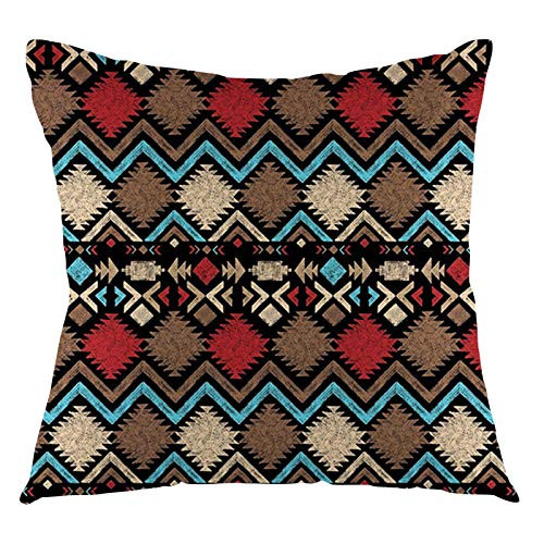 GULTMEE Aztec Throw Pillow Cushion Cover, Design Abstract Colorful Shapes Latin American Inspired Print,Decorative Square Accent Pillow Case?20"x20", Brown Blue
