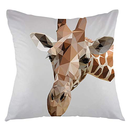 GULTMEE Animal Throw Pillow Cushion Cover,African Safari Wildlife Creature Digital Giraffe Modern Triangles Image Artwork,Decorative Square Accent Pillow Case?20"x20",Brown ANG Grey