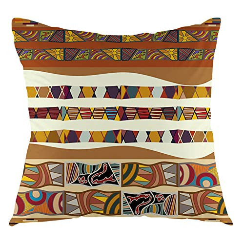 GULTMEE Tribal Throw Pillow Cushion Cover, Traditional Folk with Cultural Featured Trippy Boho Abstract Design,Decorative Square Accent Pillow Case?20"x20", Brown