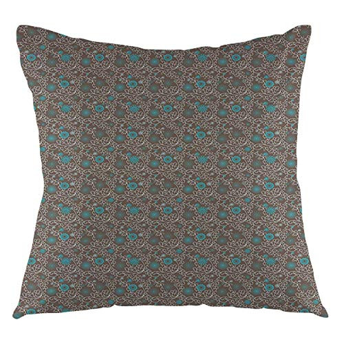 GULTMEE Oriental Throw Pillow Cushion Cover, Abstract Inspirations Curved and Swirled Lines Inspirations,Decorative Square Accent Pillow Case?20"x20",Brown White Aqua