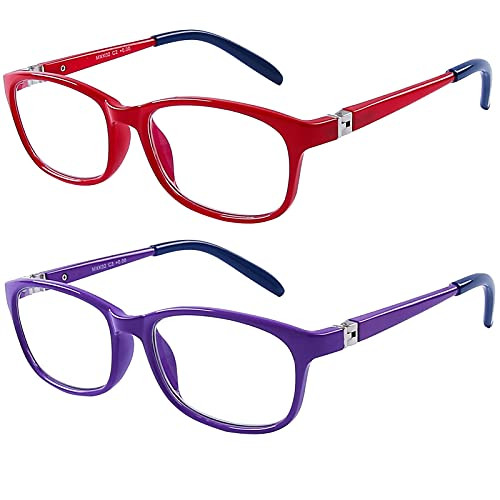 Children Optical Glasses Frame tr90 Flexible Bendable One-piece Safe Eyeglasses Girls Boy -Red/ Purple-