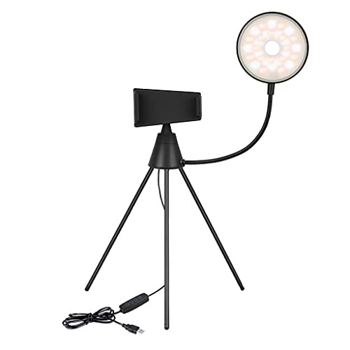 yuanhaourty Mobile Phone Tripod, Mini LED Selfie Ring Light Remote Control Cell Phone Holder 3 Colors Dimmable for Live Stream yuanhaourty Mobile Phone Tripod, Mini LED Selfie Ring Light Remote Control Cell Phone Holder 3 Colors Dimmable for Live Stream