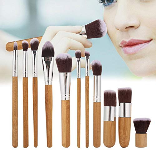 11pcs Wooden Handle Fiber, Makeup Brushes  and  Tools Brush Sets Brush Hair Soft Facial Makeup Brushes Cosmetic Brush for Beauty Cosmetic Tool