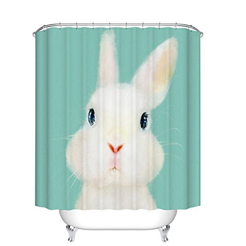 Fangkun Shower Curtain Art Bathroom Decor White Rabbits - Waterproof, Soap, and Mildew Resistant - Polyester Fabric Bath Curtains Set - 12pcs Shower Hooks (72 x 72 inches, YL098#) Fangkun Shower Curtain Art Bathroom Decor White Rabbits - Waterproof, Soap, and Mildew Resistant - Polyester Fabric Bath Curtains Set - 12pcs Shower Hooks (72 x 72 inches, YL098#)