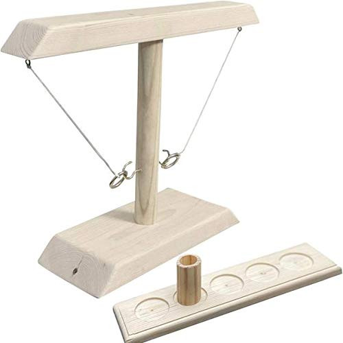 Ring Toss Game, Ring Toss with Shot Ladder, Fun Hook and Ring Game, Handmade Wooden Interactive Game for Home, Party, White