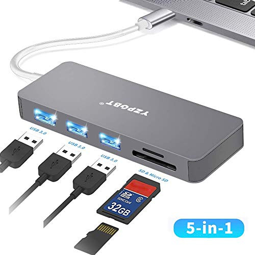 USB-C Multi-Port Adapter, Mac USB C Adapter with 3 USB 3.0 Port, SD/Micro SD Card Reader, 5-in-1 USB Type C Hub Adapter for 2015-2018 MacBook, 2016-2018 MacBook Pro(Thunderbolt 3) and More USB-C Multi-Port Adapter, Mac USB C Adapter with 3 USB 3.0 Port, SD/Micro SD Card Reader, 5-in-1 USB Type C Hub Adapter for 2015-2018 MacBook, 2016-2018 MacBook Pro(Thunderbolt 3) and More