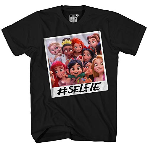 Disney Wreck It Ralph Princess Selfie Vanellope Funny Humor Men's Graphic T-Shirt-Black,Medium-