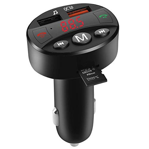 Bluetooth FM Transmitter for Car, QC3.0 Wireless in-Car FM Radio Transmitter Adapter with Hand-Free Calling, Car USB Charger, Music Player Support TF Card and USB Flash Drive Bluetooth FM Transmitter for Car, QC3.0 Wireless in-Car FM Radio Transmitter Adapter with Hand-Free Calling, Car USB Charger, Music Player Support TF Card and USB Flash Drive