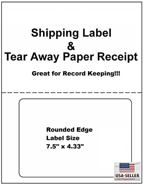 ProLine Labels Compatible for Click Ship PayPal/Ebay USPS Labels with Paper Receipts for Laser/Ink Jet Shipping Built in Tear Off Receipts -Integrated Labels- -200 Sheets-