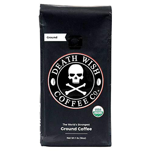 Death Wish Ground Coffee, The World's Strongest Coffee, Fair Trade and USDA Certified Organic, 16 Ounce Death Wish Ground Coffee, The World's Strongest Coffee, Fair Trade and USDA Certified Organic, 16 Ounce