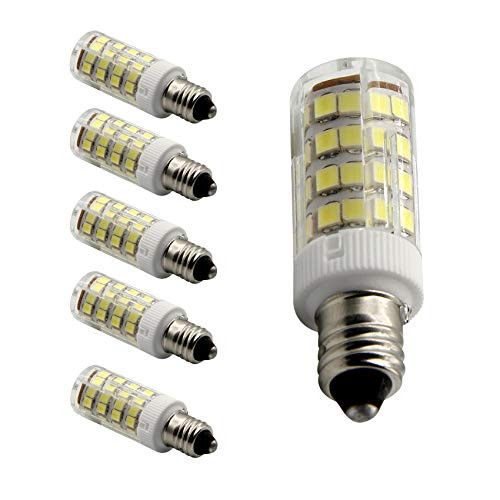 E11 LED Bulb, Mini Candelabra E11 Base, Dimmable 5W, T4 JD 120V LED Halogen Bulb Replacement, 45W Equivalent,Daylight White 6000K,Chandeliers Ceiling Fan Light(5 Pack)