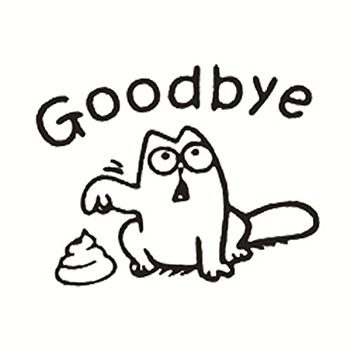 Jiuhong Cat Goodbye Removable Funny Pictures Man's Woman's Washroom Toilet Bathroom WC Sign, Art DIY Door Accessories Wall Sticker Home Decor for Kids Living Room Home Decoration