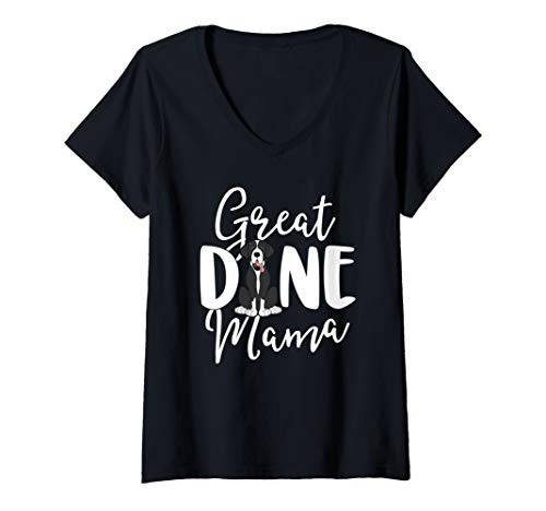 Womens Mantle Great Dane Mama Dog Owner Shirts Women Mom Gift V-Neck T-Shirt Womens Mantle Great Dane Mama Dog Owner Shirts Women Mom Gift V-Neck T-Shirt