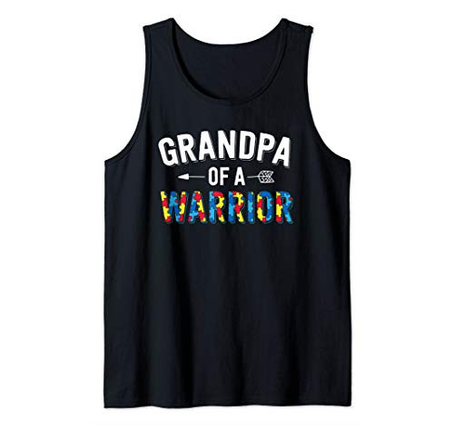 Autism Family Shirt Grandpa Of A Warrior Autism Awareness Tank Top