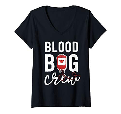 Womens Dialysis Nurse Nephrology Nursing Blood Bag Crew Matching V-Neck T-Shirt