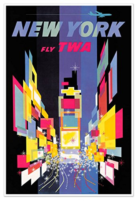 Gallery Prints New York City Never Sleeps Airline Travel Print - Measures 24" Wide x 36" high -610mm Wide x 915mm high- Gallery Prints New York City Never Sleeps Airline Travel Print - Measures 24" Wide x 36" high -610mm Wide x 915mm high-