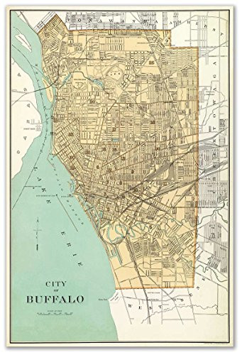Antiguos Maps - City Map of Buffalo New York Circa 1895 - Measures 24 in x 36 in -610 mm x 915 mm-