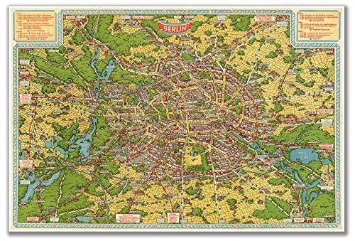 Antiguos Maps - Birds Eye Map of Berlin Circa 1931 - Measures 24 in x 36 in -610 mm x 915 mm-