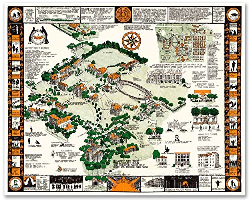 Antiguos Maps - Syracuse University Campus Guide Map Circa 1928 - Measures 24 in x 30 in -610 mm x 762 mm-