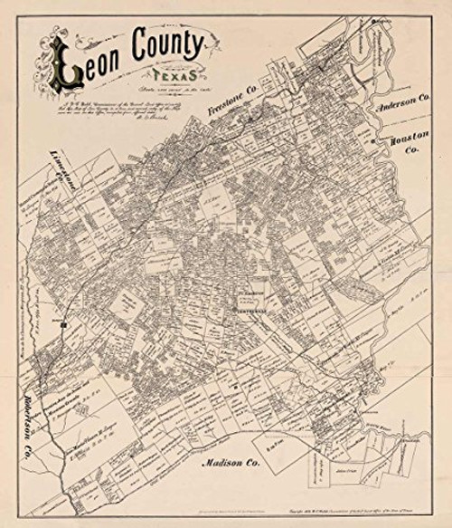 Antiguos Maps - Land Ownership Map of Leon County Texas Circa 1879 - Measures 24 in x 28 in -610 mm x 711 mm- Antiguos Maps - Land Ownership Map of Leon County Texas Circa 1879 - Measures 24 in x 28 in -610 mm x 711 mm-