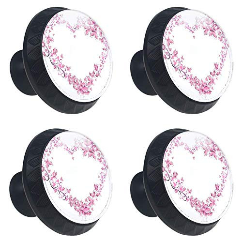 Idealiy Butterflies Floral Love Shape Cabinet Door Knobs Handles Pulls Cupboard Handles Drawer Wardrobe 4pcs