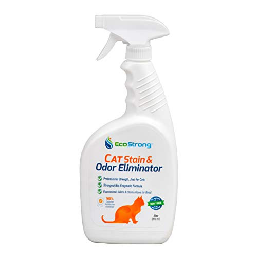 Cat Stain and Odor Remover | Enzyme Urine Odor Neutralizer - Stain Remover for Carpet, Litter Boxes, Bedding, and Laundry [Citrus Scent, 32 oz. Spray-