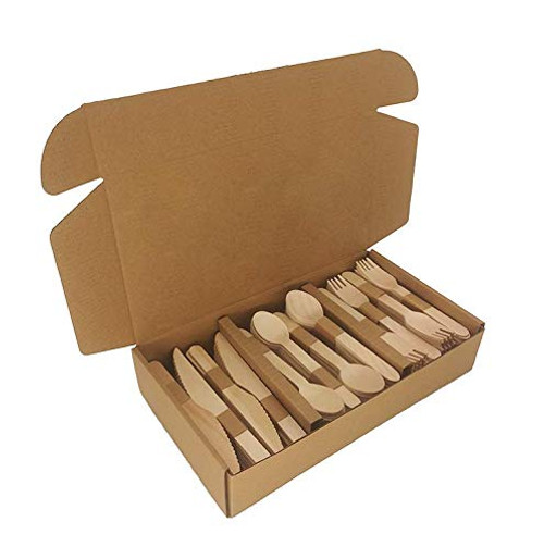 4GreenerLife Disposable Wooden Cutlery Set Pack of 300 Utensils with 100 Forks, 100 Spoons and 100 Knives | Alternative to Plastic Cutlery | All-Natural, Eco-Friendly, Biodegradable, and Compostable 4GreenerLife Disposable Wooden Cutlery Set Pack of 300 Utensils with 100 Forks, 100 Spoons and 100 Knives | Alternative to Plastic Cutlery | All-Natural, Eco-Friendly, Biodegradable, and Compostable