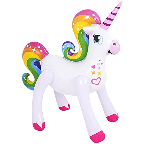 ArtCreativity Giant Inflatable Rainbow Unicorn, 48 Inch Blow-Up Unicorn Inflate for Birthday Party Favors, Unicorn Party Decorations and Supplies, Pool Party Float, and Game Prize for Kids