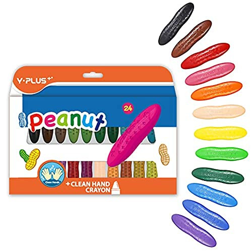 Peanut Crayons for Toddlers, 24 Colors Non-Toxic Crayons, Easy to Hold Washable Safe Toddler Crayons for Kids, Coloring Art Supplies