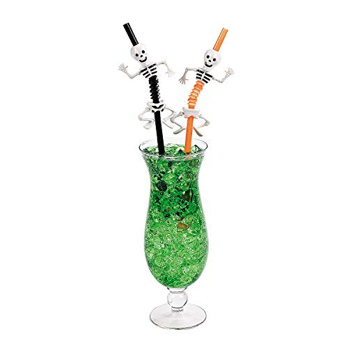 Fun Express - Halloween Skeleton Straws for Halloween - Party Supplies - Drinkware - Straws - Halloween - 12 Pieces