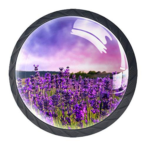 Idealiy Lavender Cabinet Dresser Drawer Knobs Glass Pull Handle for Cabinet Door Wardrobe Cupboard