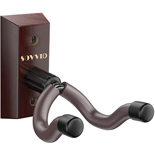 Guitar Wall Hanger, Guitar Wall Mount, Sovvid Guitar Hanger Hook Holder Stand Guitar Mount Hangers for Electric Acoustic Guitars Bass Ukulele, Wood Guitar Accessories Bracket for Banjo Mandolin