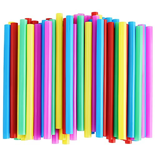 NINU 100-Pack Plastic Boba Straws, Extra Wide Jumbo Disposable Bubble Tea Straws for Smoothie, Milkshakes, 1/2" Wide X 8 1/2" Long
