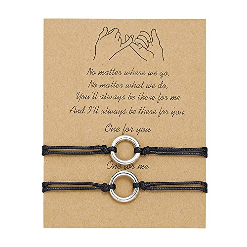 RINHOO Sunflower Promise Bracelets Best Friend Long Distance Matching Friendship Bracelet Gift for Women Girls Couples Jewelry -2PC-Love Round-