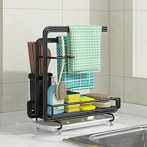Kitchen Sink Organizer Sponge Holder for Kitchen Soap Caddy Dishcloth Hanger - Stand Dishcloth Storage Basket Sink Drying Rack for Sponges Brush Dish Cloth Liquid Soap