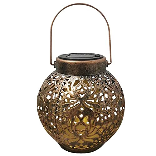 sikiwind Solar Lanterns Outdoor Hanging, LED Metal Solar Lantern Light, Hanging LED Solar Lights Decorative Retro Metal Waterproof Solar Lamp with Handle for Garden, Yard Porch and Tabletop