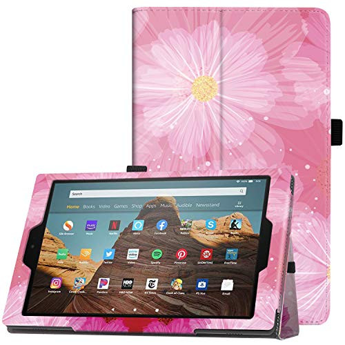 Famavala Folio Case Cover for 10.1" Fire HD 10 Tablet -Previous 9th / 7th / 5th Generation, 2019/2017 /2015 Release- -Loveflower-