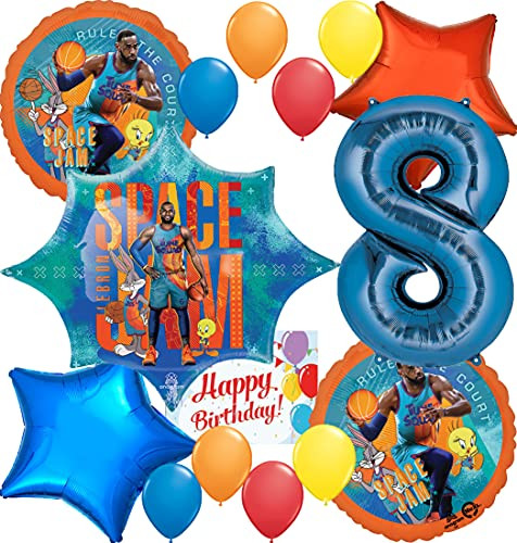 Space Jam Party Supplies Licensed Jumbo Balloon Decoration Bundle for 8th Birthday