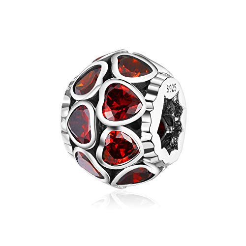 NINGAN January Birthstone Charms for Bracelets 925 Sterling Silver Openwork Bead Charms, Love Heart Charms for Bracelets and Necklaces, Happy Birthday Charms for Women Girls NINGAN January Birthstone Charms for Bracelets 925 Sterling Silver Openwork Bead Charms, Love Heart Charms for Bracelets and Necklaces, Happy Birthday Charms for Women Girls