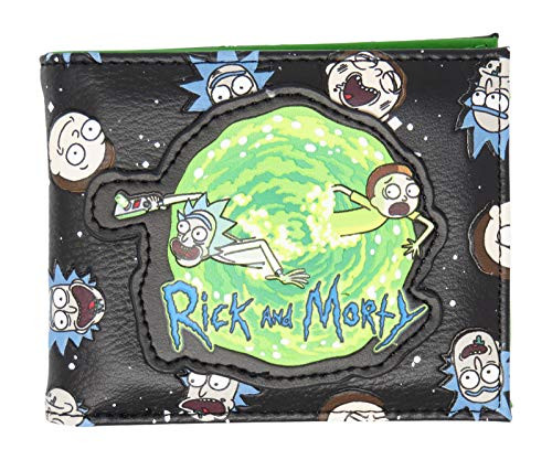 Rick and Morty Portal Faces PU Faux Leather Bifold Wallet Adult Swim Rick and Morty Portal Faces PU Faux Leather Bifold Wallet Adult Swim