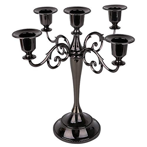 Dedoot Candle Holder Candelabra Black 5 Candle Metal Candlestick Taper Candles Stand Gothic Candle Holders for Table Centerpiece Wedding Party Dedoot Candle Holder Candelabra Black 5 Candle Metal Candlestick Taper Candles Stand Gothic Candle Holders for Table Centerpiece Wedding Party