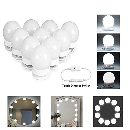 Hollywood Style LED Makeup Vanity Mirror Lights Kit with 10 Dimmable Light Bulbs,Plug in Flexible Lighting Fixture Strip for Bathroom Wall or Dressing Mirrors,Daylight (Mirror Not Included) Hollywood Style LED Makeup Vanity Mirror Lights Kit with 10 Dimmable Light Bulbs,Plug in Flexible Lighting Fixture Strip for Bathroom Wall or Dressing Mirrors,Daylight (Mirror Not Included)