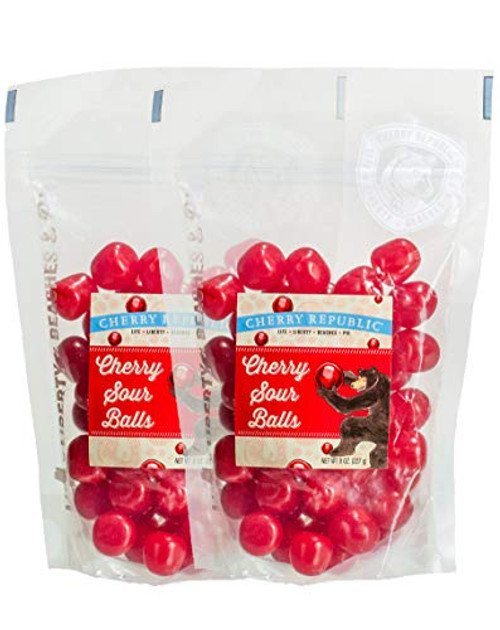Cherry Republic Sour Candy -Sour Cherry Balls, 16 Ounce- Cherry Republic Sour Candy -Sour Cherry Balls, 16 Ounce-